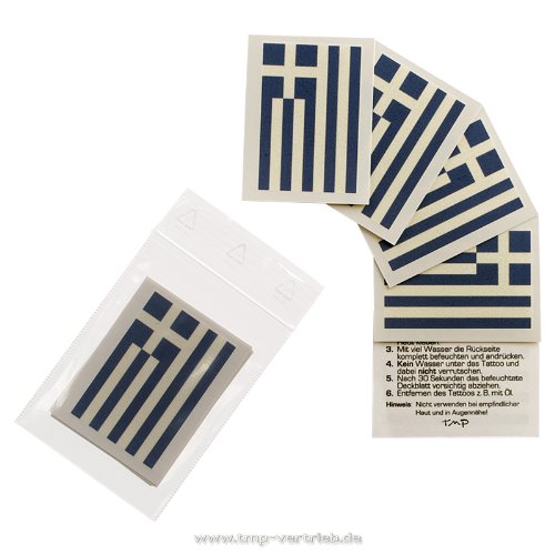 100er Griechenland Tattoo Fahne Fan Set – Greece Flag Fanartikel (100)