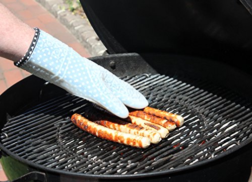 Grillhandschuhe aus Silikon und Baumwolle | Ofenhandschuhe grau | Unisex Topfhandschuhe | Backzubehör und Grillzubehör - 8