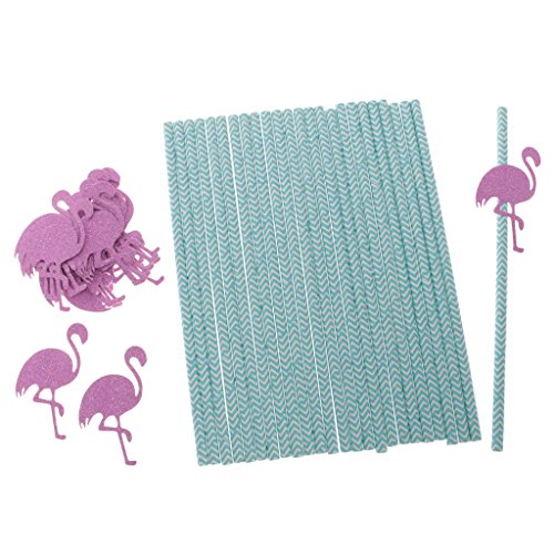 Gazechimp Strand Party hawaii Party Strohhalme Trinkhalme Papierstrohhalme Set/25pcs – Flamingo, 19,6 x 0,6 cm - 5