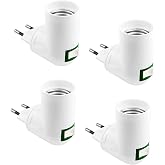 4 Pieces E27 Lamp Holder with AC Switch 230V Socket with Plug | Bulb Adapter with E27 Socket for Kitchen Light, Interior Wall