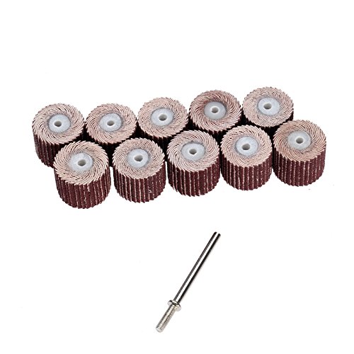 Dophee 10Pcs 15mm Schleifen Lamellenschleifrad Schmirgelpapier Flap Radscheibe mit 1 Mandrel Set 240 Grit