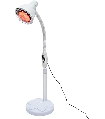 KOLHGNSE 275 W infraroodlamp, warmtelamp, dubbele kop, therapielamp, infrarood lamp, standaard, infraroodlamp, 360 graden verstelbare warmtelamp met wielen, voor salon massage