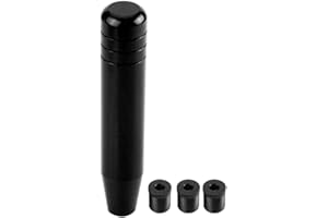 Qiilu Gałka zmiany biegów samochodowych, głowica ze stopu aluminium gałka dźwigni zmiany biegów do uniwersalnych pojazdów samochodów 18 cm (czarna)