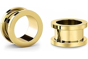 Jewel Barrel Pair Flesh Tunnels 2pcs Ear Stretcher Expanders Double Flared Screw Fit Piercing Surgical Steel 1.6mm - 20mm Silver Black Rose Gold Rainbow Blue