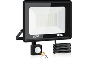 LITGLOBE Projecteur LED Exterieur Detecteur de Mouvement 50W,Super Lumineux 5000LM 6500K Blanc froid Spot LED avec Detecteur,IP66 Etanche Eclairage Exterieur pour Jardin, Patio, Garage