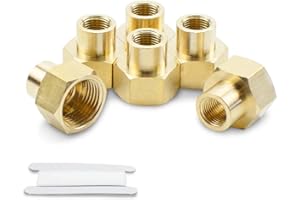 Bwintech 6 Pcs 3/8" Female to 1/2" Female BSP Thread Brass Reducing Coupling Connector for Pipe Connecting Conversion