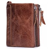 Sumferkyh Brieftasche Echtes Leder Männer und Frauen General Zero Wallet Brown Wallet Card Tasche Ledergeldbörse für Kreditkarten, Ausweise