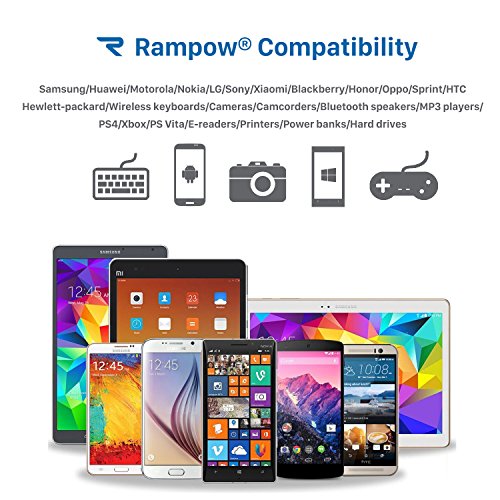 Rampow Cavo USB Micro USB Carica Rapida - 2m - GARANZIA A VITA - Nylon Antigroviglio Cavo del caricatore per Android, Samsung, HTC, Nexus, Nokia, Motorola, Huawei, LG, Kindle e Altro - Grigio Siderale
