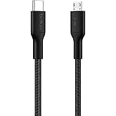 Belkin Eco USB-C - Micro USB Kablosu, 1 m, Yumuşak, &Ouml;rg&uuml;l&uuml;, Esnek Hızlı Şarj Kablosu, USB-IF Sertifikalı Type-C - Micro USB Ş