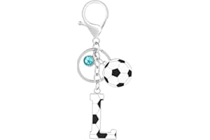 MWOOT Llavero Futbol de Letra Inicial, Llavero Nombre con Colgante de Fútbol para Niño Niña, Llaveros de Regalo para Amantes del Fútbol para Bolso Mochila Llave de Coche y Puerta