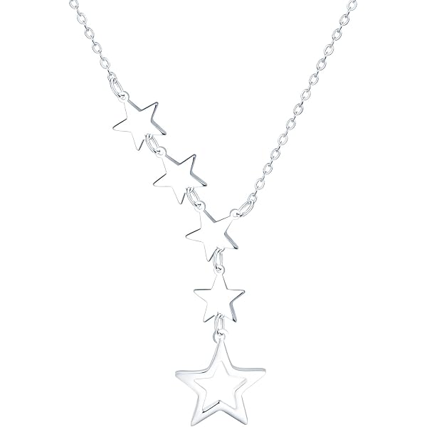 Collier Pendentif Argent 925 Unendlich - Deux Étoiles Mobiles Avec Zircon Cubique - Cadeau Femme 45cm