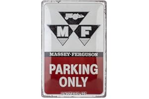 Nostalgic-Art Plaque vintage, Massey Ferguson - Parking Only – Idée de cadeau pour fans de tracteurs, métal, Design rétro pour décoration, 20 x 30 cm 22348