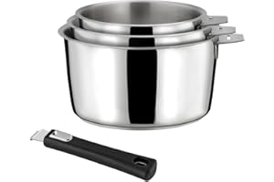 Cuisinox Malice - Série de 3 casseroles 16/18/20cm inox avec poignée noire