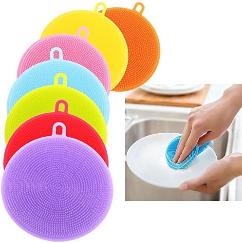 Food-Grade Silicone Dish Sponge - Antibacterial Magic Sponge - Mildew-Free Dishwashing Better Sponges - Antimicrobial Dish Washing Brush - Smart Kitchen Scrubber Cool Kitchen Gadgets (7 Pack)