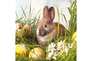 TIGERS ON THE LOOSE Paper Napkins for Decoupage, 4 Single Lunch Size Paper Napkins, Brown Rabbit