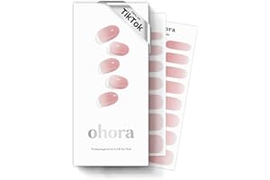 ohora Semi Cured Gel Nail Strips (N Milk Rose) - Works with Any Nail Lamps, Salon-Quality, Long Lasting, Easy to Apply & Remove - Includes 2 Prep Pads, Nail File & Wooden Stick - Pink