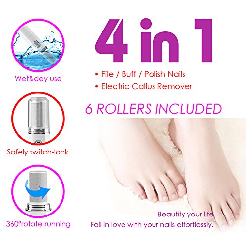 MVPOWER Elektrischer Hornhautentferner Fußpflege Hornhaut Entfernung Werkzeug Pediküre Kit Nagelpolierer Nagelpflegeset Schleifrollen mit Diamantpartikeln für die grobe Haut,tote Haut und Schwielen - 2