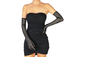 Hoseirty Damen lange Tüll Hochzeit Party Handschuhe für Braut 27,5 Zoll Ellenbogen Länge Vintage Sheer Tee Party Abend Prom Oper Party Handschuhe