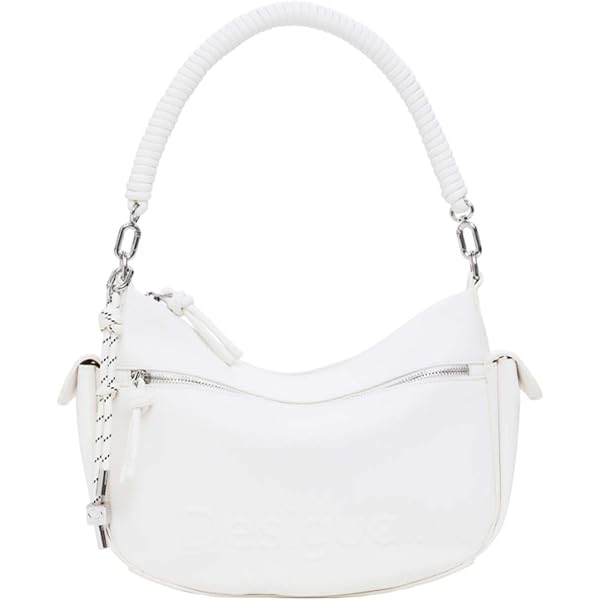 Desigual Borsa A Tracolla Donna In Poliuretano - Stampa Floreale, Chiusura Cerniera, Taglia Unica