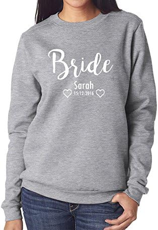 Fancy Pants Store Personalised Bride Jumper: Large: Grey Jumper: White Text