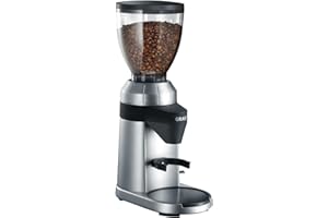 ‎GRAEF. GRAEF CM800 - Elektrische Kaffeemühle, Aluminiumgehäuse, Bohnenbehälter 350 g, Edelstahl-Kegelmahlwerk, 40 Mahlgrade, Kaffeemühle Siebträger, Antistatik-Einsatz, Aluminium-Schaufelrad, 128 W, Silber