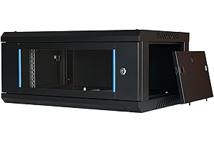 ‎KOSCOM CONNECT Koscom Connect Netzwerkschrank 4 HE I Serverschrank 19 Zoll I Wandmontage I 450 mm Tiefe I 600 x 450 x 280 mm I voll montiert I abschließbare Glastür I Traglast 100 kg (Schwarz - 45cm, 4HE)