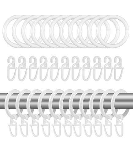 Set 30 Anelli Per Tende Doccia In Plastica Dura – Neri, Diametro 45 Mm, Antiruggine, Scorrimento Fluido