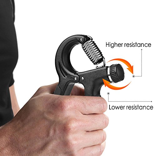 Hand Trainingsgerät, Aodoor Federgriffhantel Fingerhantel Hand Greifer Verstellbare Widerstandsbereich 22 bis 88 Pfund (10-40 Kg), Handgelenk, Unterarm Krafttraining – Schwarz - 5