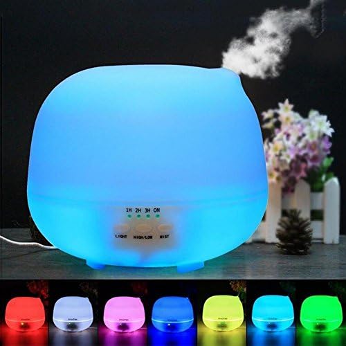 500ML Ultrasonic Aroma Humidifier ,7 Color Changing LED Night Ligh,Auto Shut-Off Cool Mist Air Purifier ,AUTO Shut Off, 16W Low energy consumption for Home and Office