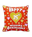 TiedRibbons® 25th Wedding Anniversary Gift Printed Cushion(12 Inch X 12 Inch) with Filler