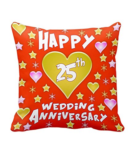 TiedRibbons® 25th Wedding Anniversary Gift Printed Cushion(12 Inch X 12 Inch) with Filler