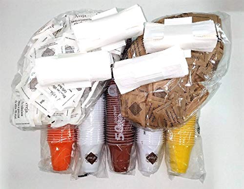 Accessoires à Café, 200 Verres 80cc, 100 Sucre, 100 Sucre Brun, 200 Agitateurs - Dolci Aveja