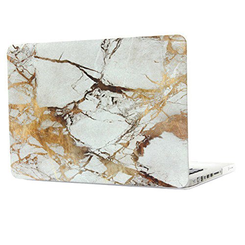 hibote MacBook Pro 13,3 „Fall mit Retina Display, Soft-Touch-Kunststoff-Hartschalen-Snap On Carrying Case Cover für Apple MacBook Retina 13-Zoll-A1502 / A1425 Marmor-Weiß / Gold - 3
