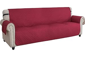 XINEAGE Fundas de sofá 4 Plazas, Fundas de sofá Impermeables, Protector de Sofa Reversible, Fundas de sofá Antideslizantes para Perros Mascotas (4 Plazas, Rojo)