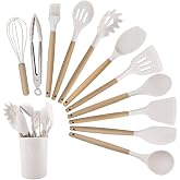 Strehknewen Silicone Kitchen Utensils Set of 12 Heat Resistant Non-Stick Dishwasher Safe Ergonomic Food Safe Cooking Utensils