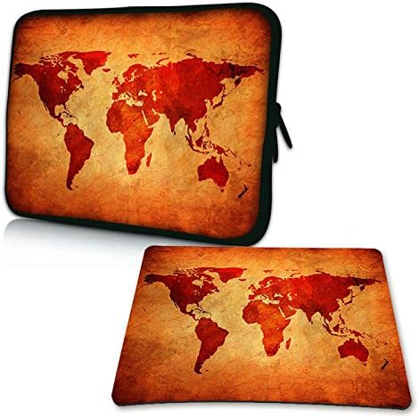 PEDEA Design Tablet Case Sleeve for up to 10.1 inch with mouse pad, Brown Global Map