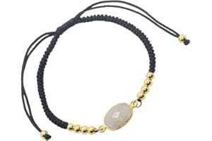 L'ATELIER D'EVA Générique Bracelet Pierre de Lune, Fertilité, Stérilité, Grossesse, lithothérapie, pierre naturelle, femme Bracelet ajustable noir réglable