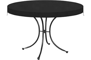 VANSHEIM Round Garden Table Cover Waterproof Outdoor Table Cover Garden Table Top Covers for Garden Furniture Table Covers Oxford Fabric Ø132x10cm