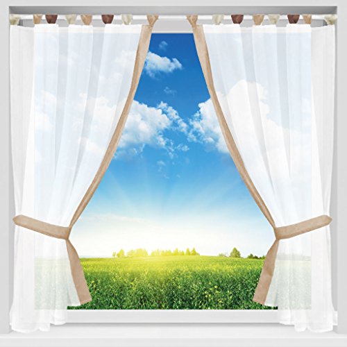 Gardinenset Schlaufenschals Serie: Skyline beige – bronze 140 x 120cm - 2