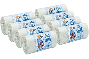 EFFENNE GROUP 120 Sacchi Spazzatura Trasparenti, Sacchetti Plastica con Manici a Shopper, 55x65cm, Sacchetti Trasparenti Super Resistenti, Sacchetti Spazzatura, Raccolta Differenziata Raccolta Differenziata Esterno