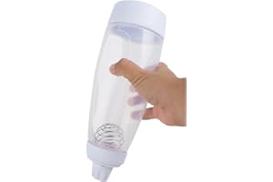 Forreen Distributeur de Pâte à Crêpes 1000ML, Mélangeur de Pâte Portable Plastique Bouteilles à Presser avec Mélangeur à Boule pour Crêpes, Gaufres,Muffin,Cupcakes