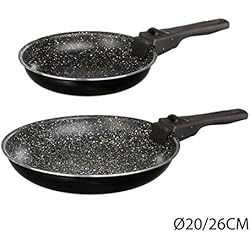 JJA 135110 Set 2 POELES 20/26CM Pierre + POIGNEES Amovibles, Autre