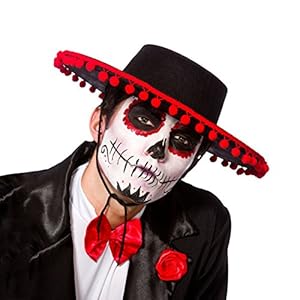 Wicked – Sombrero de Señor mexicano para Día de los Muertos para adulto, color negro