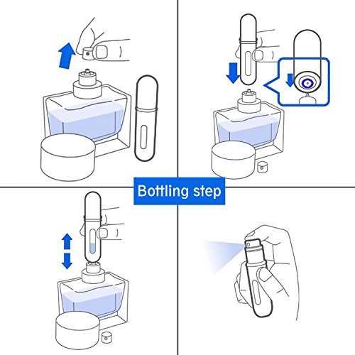 Aodoor AD16080405 leer Aluminium Parfümzerstäuber, Schwarz/Silber/Gold/Rosa, 4er-Pack (4 x 5ml Kapazität) - 3