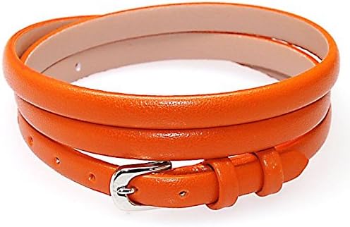 Fabulous Bijoux Orange Bracelet Triple Tour Leatherette with Buckle Belt Clasp