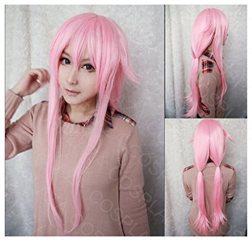 COSPLAZA Parrucca con capelli lunghi sintetici, colore: rosa, per travestimenti cosplay di Yuno Gasai della serie Future Diary