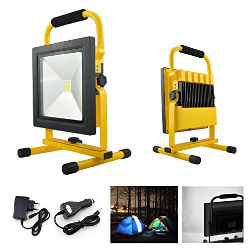 VINGO® 50W Akku LED Fluter Baustrahler Kaltweiß Wiederaufladbare Arbeitsleuchte Betriebszeit 4 Stunden - 4