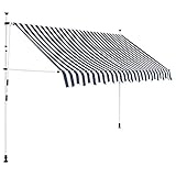 bauhaus klemmmarkise 3m Maximale Projektion: 120 cm vidaXL Markise Einziehbar Manuell 300cm Blau Weiß Sonnenschutz Klemmmarkise