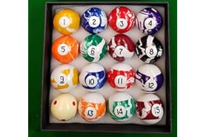 ROSETTA 2" 51mm MARBLE MARBELISED SPOTS & STRIPES POOL BALLS 1 7/8" Cue ball 47.5mm, MARBELIZED