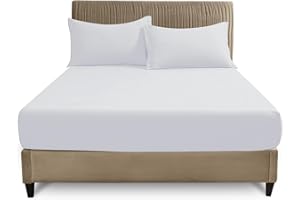 GC GAVENO CAVAILIA Double Fitted Sheet | 25cm Deep Polycotton Bed Sheet | Soft, Durable & Wrinkle Resistant Easy Care Plain Dyed Bedding | White Deep Mattress Bottom Sheet - 135 x 190 cm